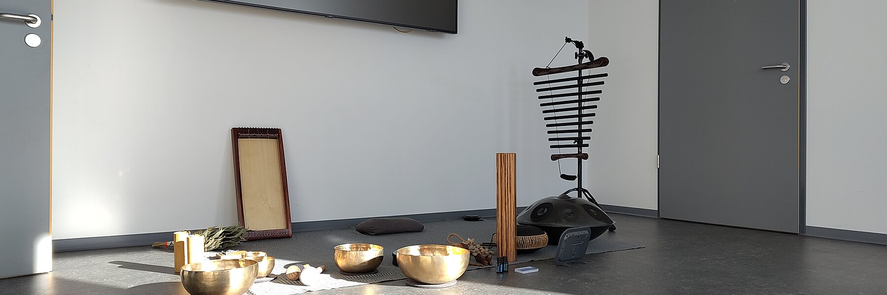 Instrumente für die Klangreise am Gesundheitstag.